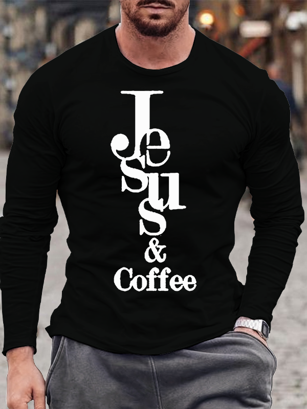 Jesus Cross Print Long Sleeve T-Shirt