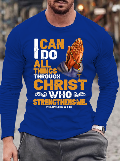 I Can Do All Things Christian - Through Christ  Cotton Long Sleeve T-Shirt