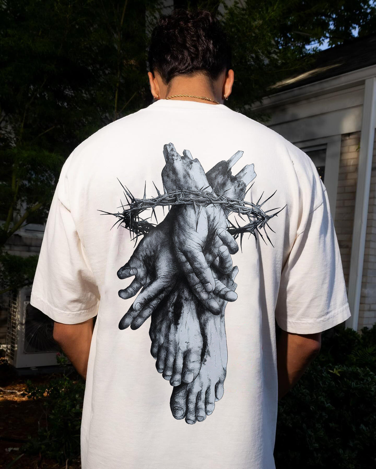 Hands Feet Thorns Religious Mystery Printed Men's T-shirt