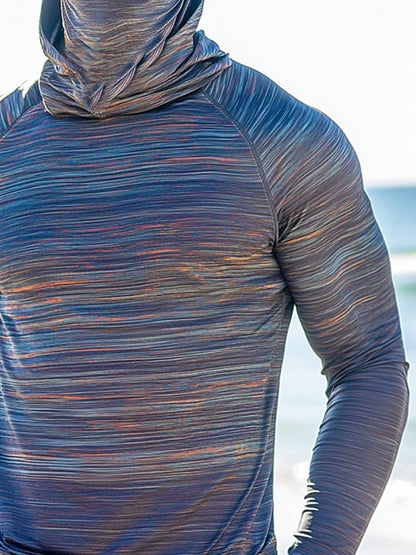 Men's Outdoor Sun Protection Breathable Cool Mask Hooded Sun Protection Long-Sleeved Top