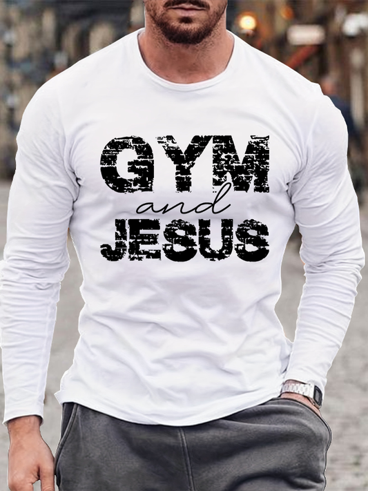 Gym and Jesus - Faith & Fitness Christian Cotton Long Sleeve T-Shirt