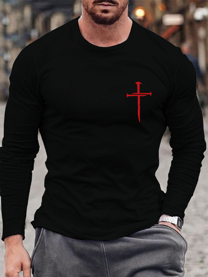 Red Cross Cotton Long Sleeve T-Shirt