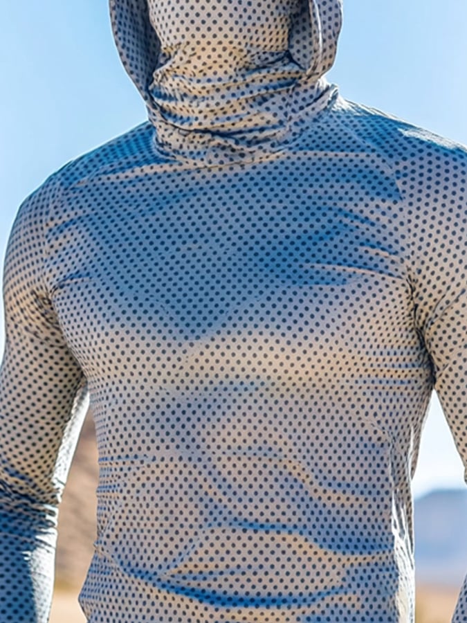 Men's Outdoor Sun Protection Breathable Cool Mask Hooded Sun Protection Long-Sleeved Top