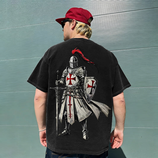 Knight Templar Printed Men's Washed Tee
