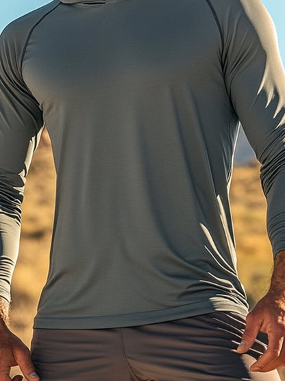 Men's Outdoor Sun Protection Cool Hooded Sun Protection Long Sleeve Top