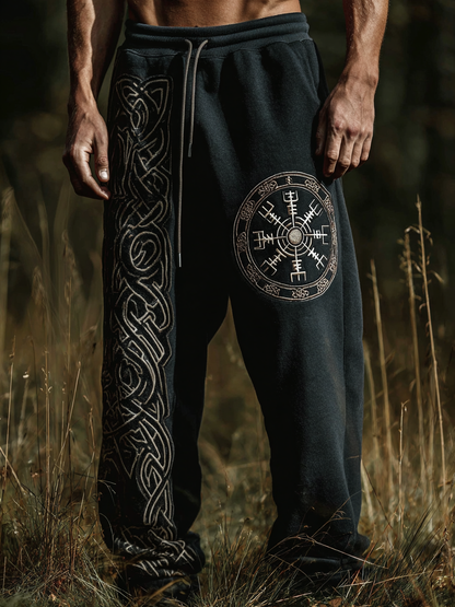 Men's Viking Nordic Vegvisir Compass Runes Totem Sports Pants