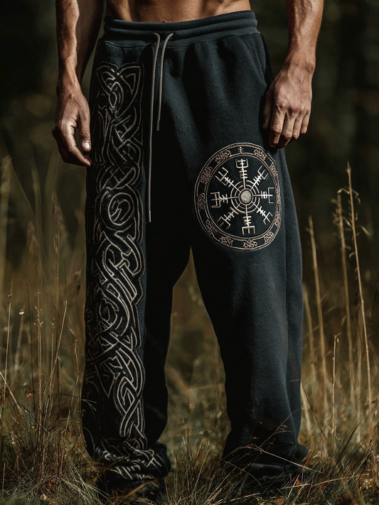 Men's Viking Nordic Vegvisir Compass Runes Totem Sports Pants