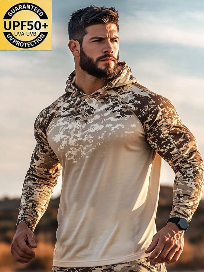 Men's Outdoor Sun Protection Cool Hooded Sun Protection Long Sleeve Top