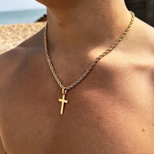 Simple Solid Color Cross Twist Necklace