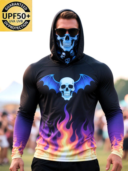 Men's Outdoor Sun Protection Breathable Cool Mask Hooded Sun Protection Long-Sleeved Top