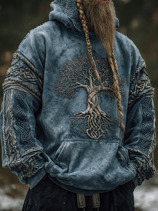 Nordic Viking Golden Vegvísir Tree Of Life Casual Long-Sleeve Hoodie