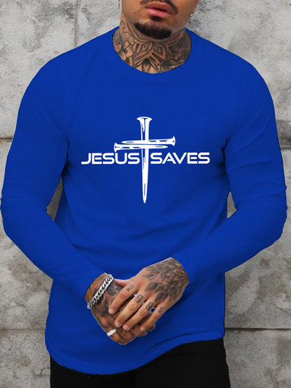 Jesus Saves Cotton Long Sleeve T-Shirt