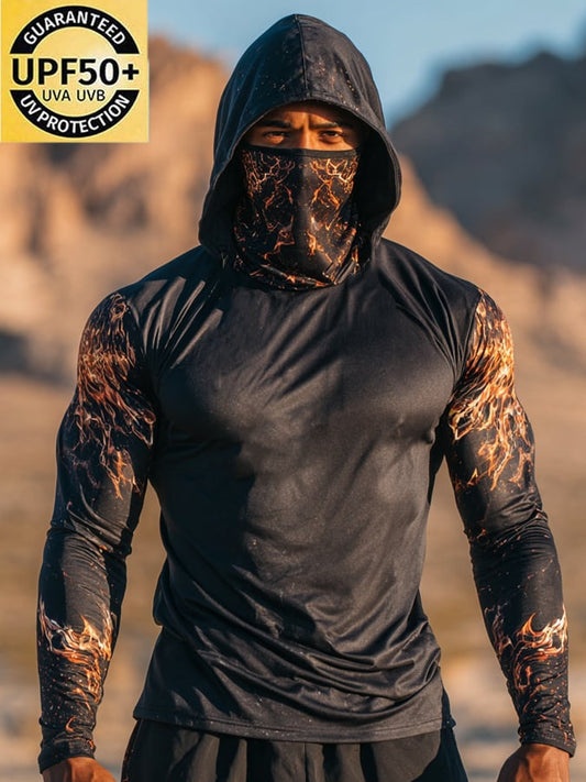 Men's Outdoor Sun Protection Breathable Cool Hooded Sun Protection Long Sleeve Top