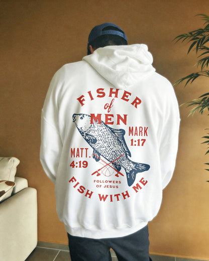Fisher Of Men Fish With Me Followers Of Jesus Matt. 4:19 Mark 1:17 Printed Men's Hoodie