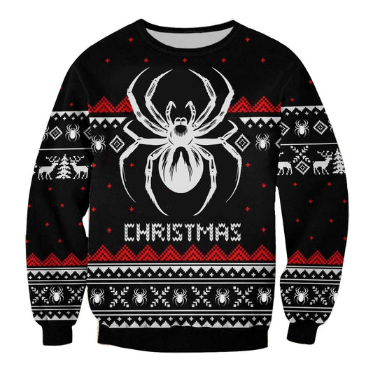 Men's Spider 3D Print Ugly Christmas Crew Neck Sweatshirt
