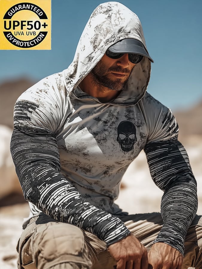 Men's Outdoor Sun Protection Cool Hooded Sun Protection Long Sleeve Top