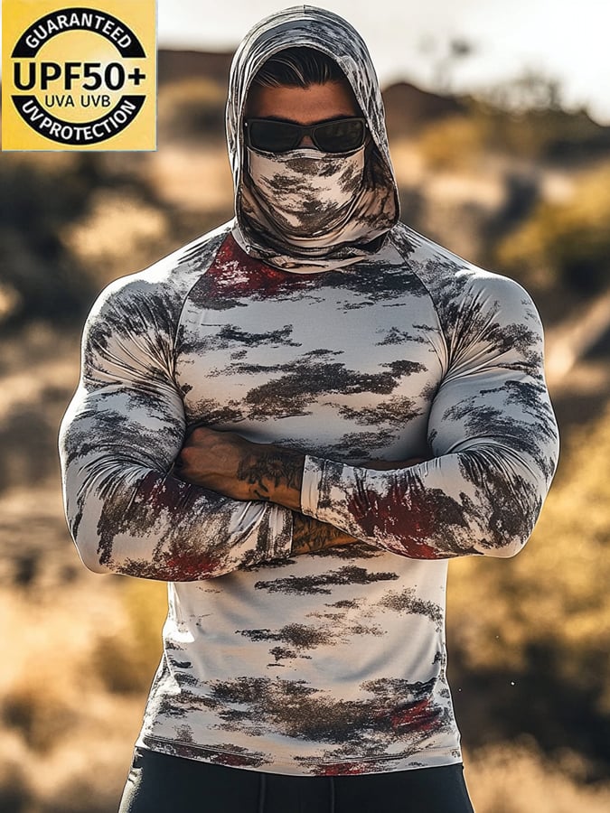 Men's Outdoor Sun Protection Breathable Cool Hooded Sun Protection Long Sleeve Top