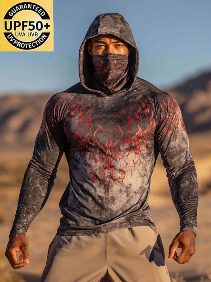 Men's Outdoor Sun Protection Breathable Cool Hooded Sun Protection Long Sleeve Top