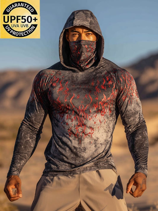 Men's Outdoor Sun Protection Breathable Cool Hooded Sun Protection Long Sleeve Top