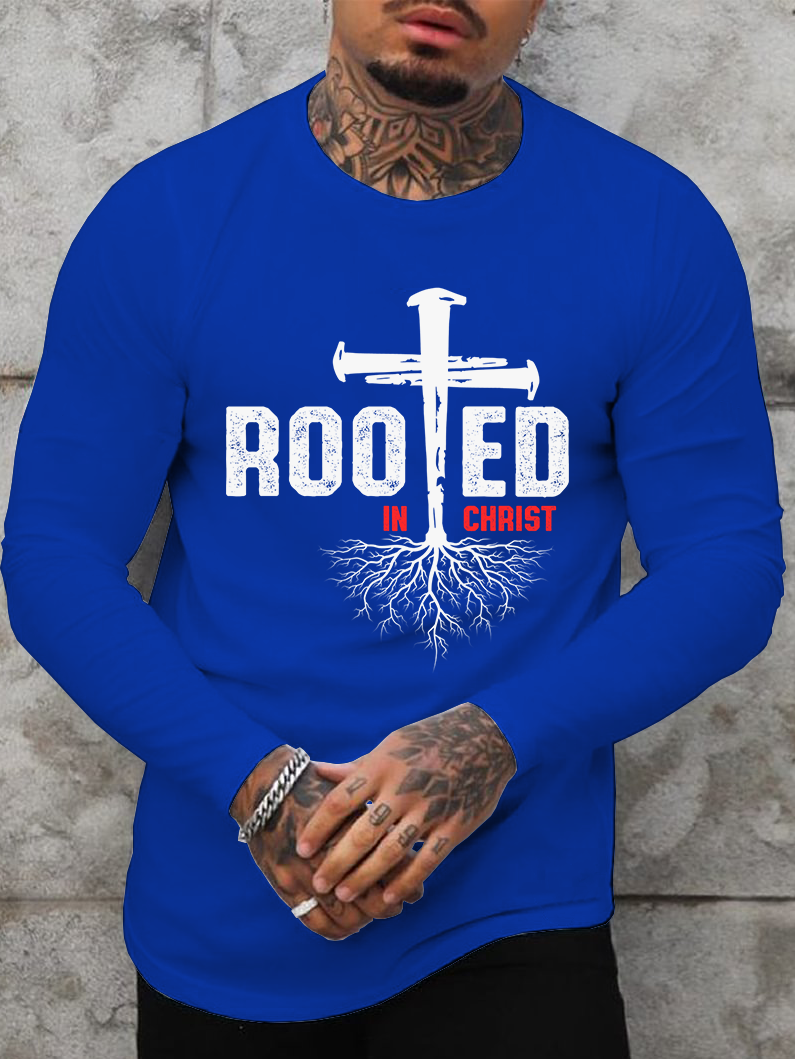 Rooted In Christ Cross Long Sleeve T-Shirt