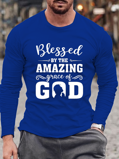 Blessed By The Amazing Grace Of God Cotton Long Sleeve T-Shirt