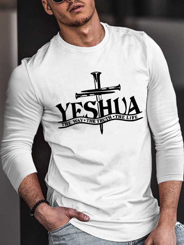 Yeshua The Way The Truth The Life Cotton Long Sleeve T-Shirt