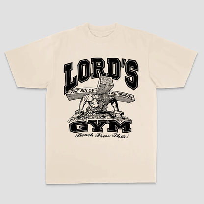Lord's Gym The Sin Of The World Bench Press This! Printed Men's T-shirt