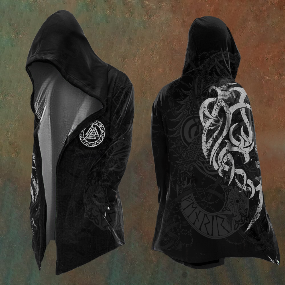 Men's Vikings Digital Print 3D Printed Vintage Hooded Jacket