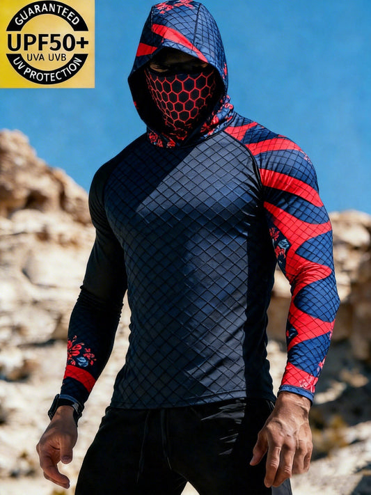 Men's Mechanical Lines Sun Protection Print Top