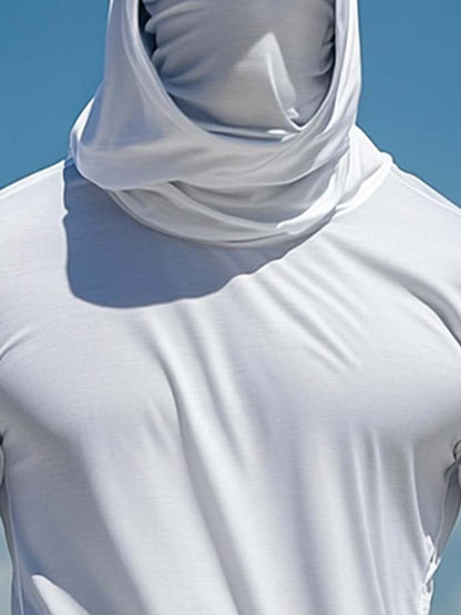 Men's Outdoor Sun Protection Breathable Cool Mask Hooded Sun Protection Long-Sleeved Top
