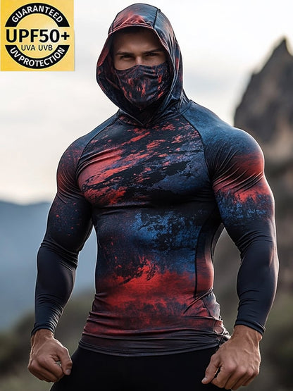 Men's Outdoor Sun Protection Breathable Cool Hooded Sun Protection Long Sleeve Top