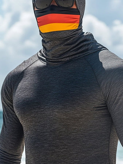 Men's Outdoor Sun Protection Breathable Cool Hooded Sun Protection Long-Sleeved Top