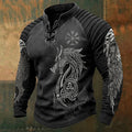 Viking Dragon Totem Retro Tribal Rune Print Sweatshirt