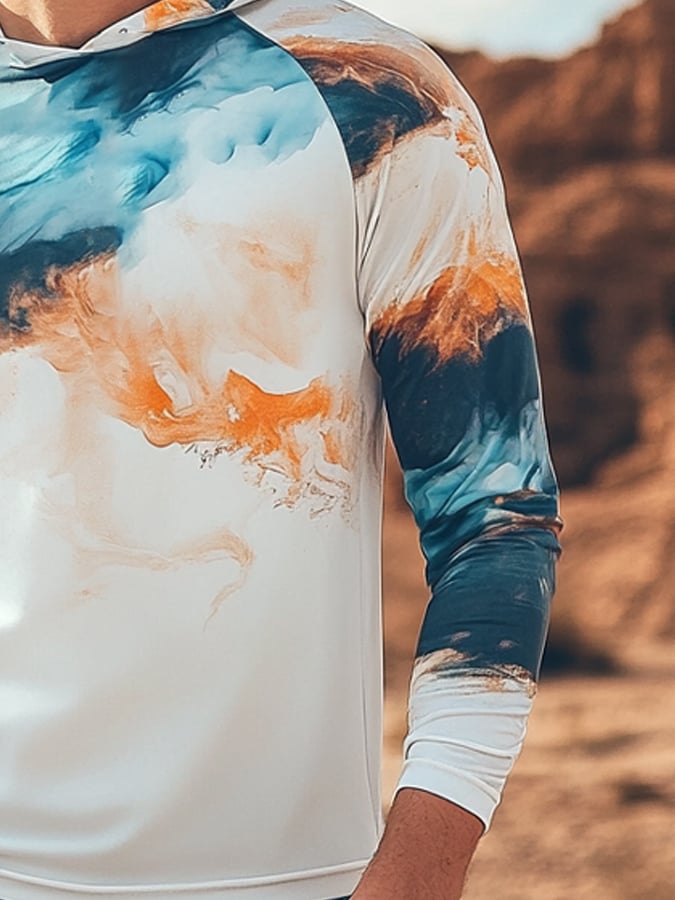 Men's Outdoor Sun Protection Cool Hooded Sun Protection Long Sleeve Top