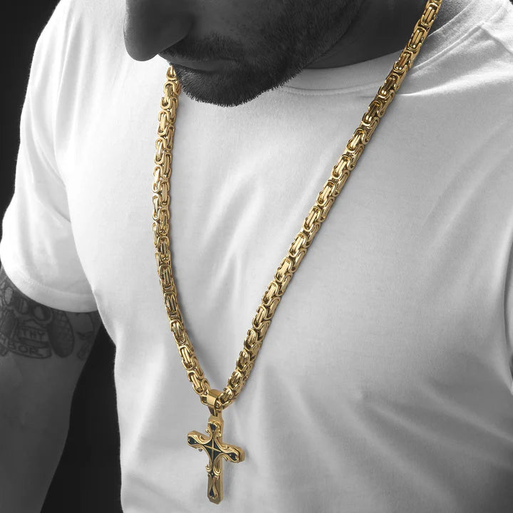 Gold Tribal Cross Necklace