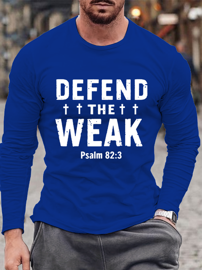 Defend the Weak - Psalm 82:3 Christian Cotton Long Sleeve T-Shirt