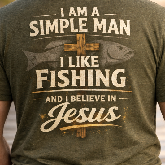 I Am A Simple Man I Like Fishing And I Believe In Jesus T-Shirt