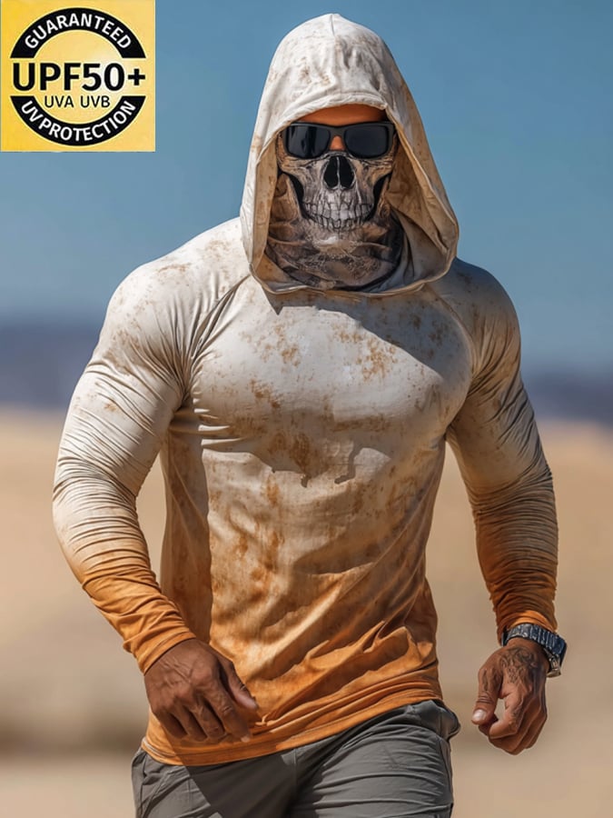 Men's Outdoor Sun Protection Breathable Cool Mask Hooded Sun Protection Long-Sleeved Top