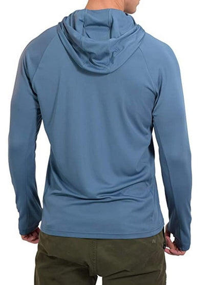 Men's Outdoor Sun Protection Breathable Cool Mask Hooded Sun Protection Long-Sleeved Top