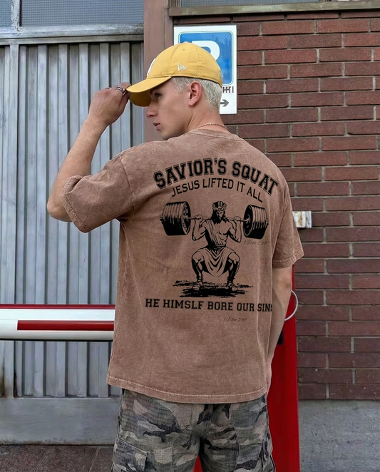 Savior's Squat Jesus Lifted It All Unisex Tee