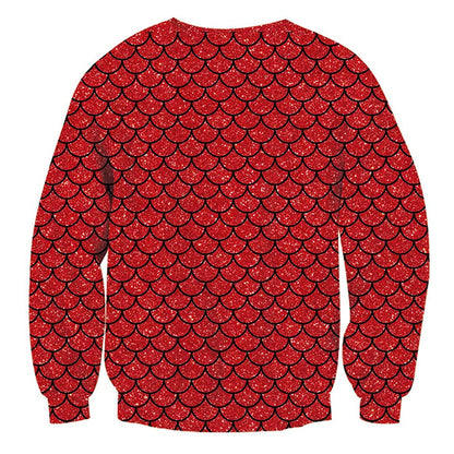 Muscle Mermaid Tie Print Ugly Christmas Sweatshirt