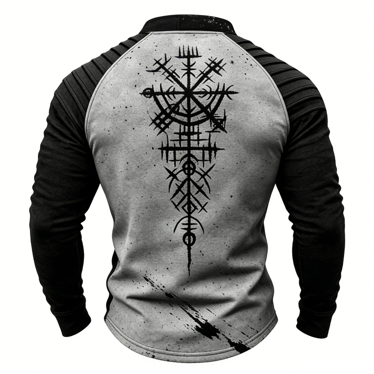Nordic Viking Two-Tone Vegvísir Casual Long-Sleeve Shirt