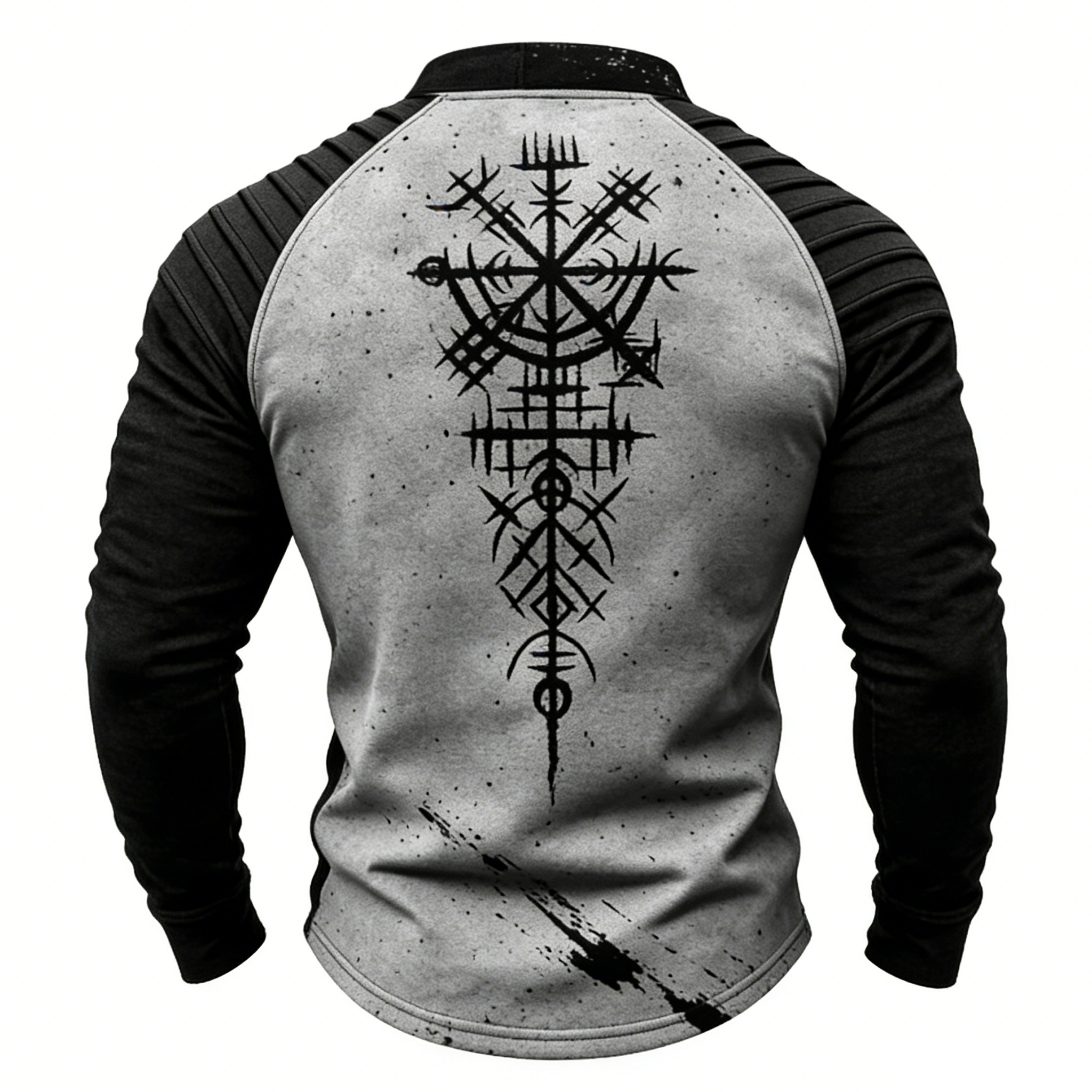 Nordic Viking Two-Tone Vegvísir Casual Long-Sleeve Shirt