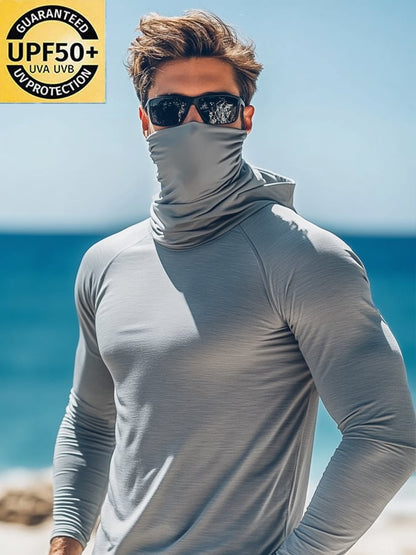 Men's Outdoor Sun Protection Breathable Cool Hooded Sun Protection Long Sleeve Top