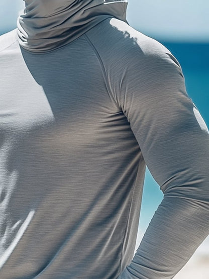 Men's Outdoor Sun Protection Breathable Cool Hooded Sun Protection Long Sleeve Top