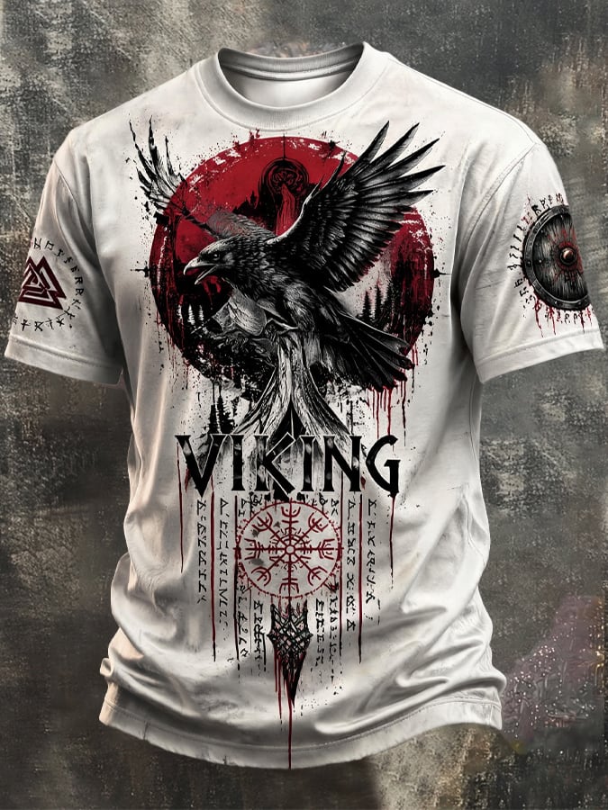 Men's Vintage Viking-Print T-Shirt