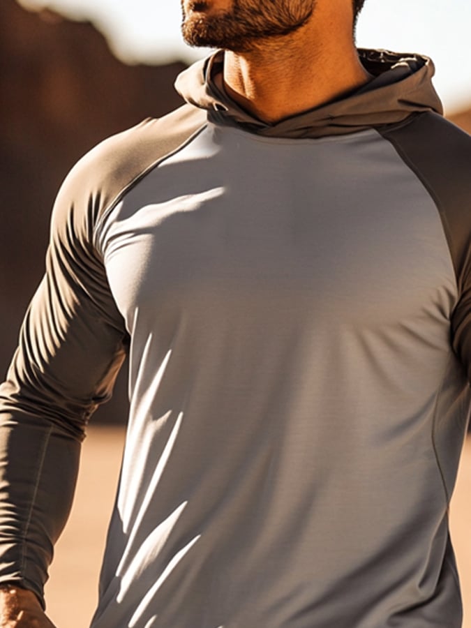 Men's Outdoor Sun Protection Cool Hooded Sun Protection Long Sleeve Top