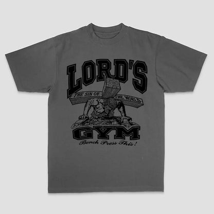 Lord's Gym The Sin Of The World Bench Press This! Printed Men's T-shirt