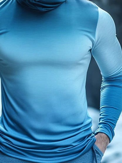 Men's Outdoor Sun Protection Breathable Cool Mask Hooded Sun Protection Long-Sleeved Top