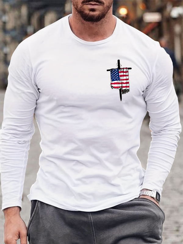Faith Print Christian Cotton Long Sleeve T-Shirt